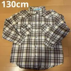 130cm チェック柄長袖シャツ