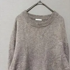 GU ラムブレンドクルーネックセーター(L)シンプルライトブラウン無地ニット