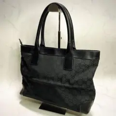 GUCCI トートバッグ 肩掛け キャンバス GG柄 ブラック