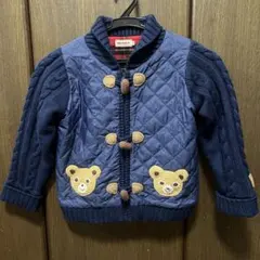 ミキハウス★ネイビー キルティングジャケット ★クマ刺繍★110