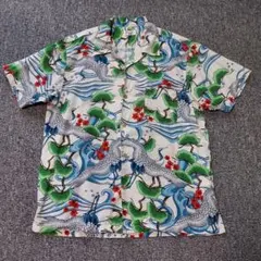 希少90sヴィンテージ着物リメイクアロハシャツ貝ボタン和柄古着archive