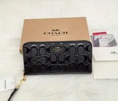 COACH コーチ 長財布 エンボス ブラック