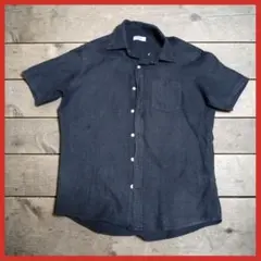ライトオン メンズ 綿シャツ 前開き ネイビー M