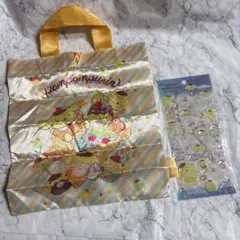 サンリオガチャガチャ巾着バッグ【ポムポムプリン】　ポムポム&シナモンシール