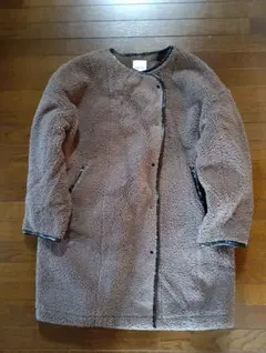 新品【LEPSIM】ノーカラーボアロングコート　Freeサイズ　Brown