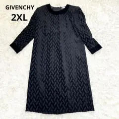 美品　ジバンシー　大きいサイズ　ベロア　ワンピース　黒　ラメ 15号　フォーマル