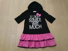 CUTE LOVE　130㎝　ピンク×黒のハート沢山ワンピース　チュニック
