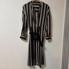 ストライプ ロングシャツワンピース