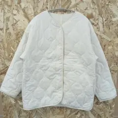 ホワイト キルティングジャケット 中綿入り