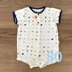 赤ちゃんの城　ボディオール　半袖　80　マリン風　綿100％　日本製