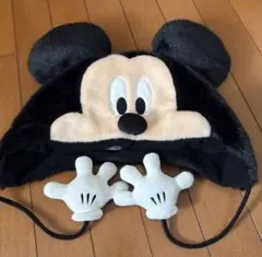 美品】ミッキーマウス 耳付き帽子 ファンキャップ　フリース