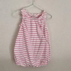 ラルフローレン　ピンクボーダー　ショートオール　75㎝ 9M