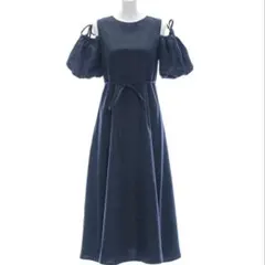 CLEAR BASIC 2way袖バルーン半袖ロングワンピース