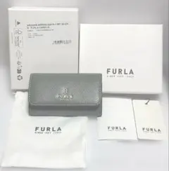 新品 FURLA フルラ 4連キーケース グリーン ベージュ - メルカリ