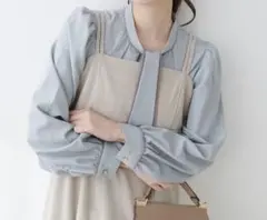 natural couture マルチWAYボウタイ配色ブラウスのサムネイル