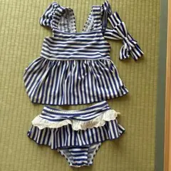 女の子用ストライプ水着セット110 セパレート