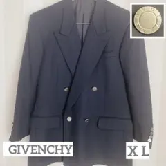 GIVENCHY Monsieur紺ブレ ダブル メタルボタン 総柄裏地 ウール