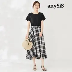 anysis★　ワンピース　ドッキング　チェック柄　大人可愛い　春夏　半袖のサムネイル