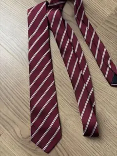 LES MUES バーガンディ ストライプ ネクタイ