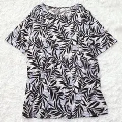 半袖Tシャツ カットソー XL ボタニカル リーフ柄 カジュアル 大きいサイズ