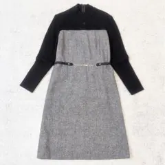 クレージュ　ドッキングワンピース　アンゴラ　カシミヤ混　ベルト　ニットワンピースのサムネイル