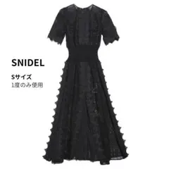 【美品】SNIDEL ロングワンピース レース 半袖 ブラック Sサイズ