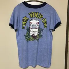 90’s USA製染込みヴィンテージBudweiser リンガーTシャツ　S