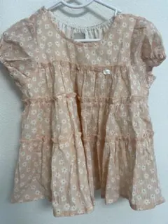 petit main フラワープリント 半袖ブラウス 90