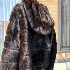 giltca ダークブラウン フード付きファーコート