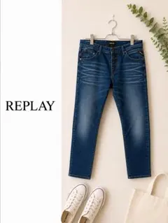 REPLAY リプレイ ストレートデニムパンツ　ボタンフライ インディゴ メンズのサムネイル
