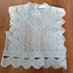 ライトブルーレース ノースリーブトップス