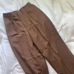 ブラウン スラックス ジッパー付き ストレートパンツ カジュアル パンツ