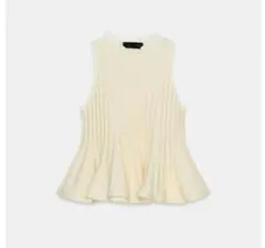 【新品タグ付】ZARA リブニットペプラムトップス Mのサムネイル