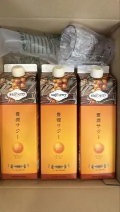 フィネス豊潤サジー　1000ml3本セット　計量カップ付