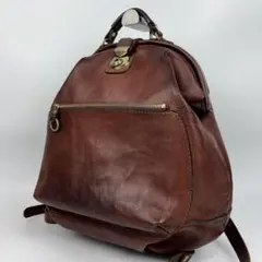 現行美品✨HERZ カスタム わんぱくリュック R144 Mサイズ チョコ 一泊二日の小旅行にも使える人気のワンパクリュック「革鞄のHERZ