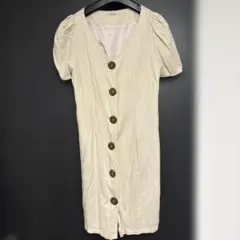 NICE CLAUP ベージュ ひざ丈ワンピース 半袖