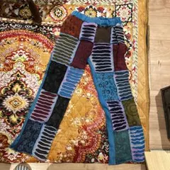 ヴィンテージカンタキルト一点物ゆったりパンツ刺し子びっしり襤褸ハンドメイド ヴィンテージカンタキルト一点物ゆったりパンツ刺し子襤褸ハンドメイド