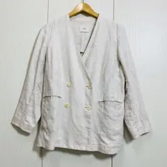 IENA イエナ フレンチリネンツイルダブルブレストジャケット 麻 ノーカラーのサムネイル
