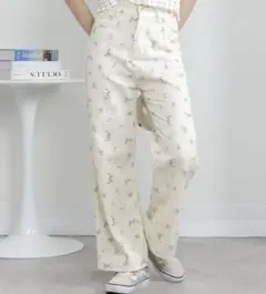 ATTENTION 花柄　デニム　パンツ