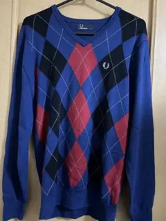 FRED PERRY アーガイルニットセーター　メリノウール