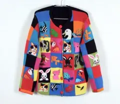 ヴィンテージ　カーディガン　ニット　90s レトロ　動物柄　USA制　レア