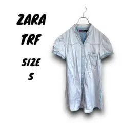 【薄手☆】ZARA TRF ノーカラージャケット　ジーンズ調　半袖　ポケット