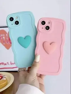 iPhone用ケース ピンク ハート柄 ウェーブデザイン - メルカリ