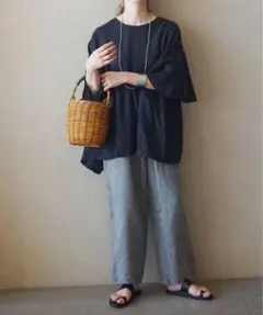 JOURNAL STANDARD LUXE 60リネン ギャザープル　ブラックのサムネイル