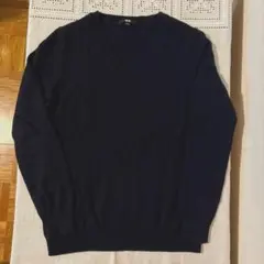 ユニクロ　カシミア　Vネック セーター ネイビー　L レディース
