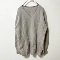 【ミーテファブリカ】Vネックニットセーター 毛100% スリット 長袖 ゆったり