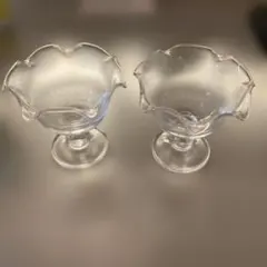 レトロガラス製デザートカップ 2個セット