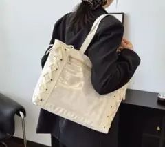 推し活　トートバッグ　推しバッグ　缶バッジ 地雷　白リボン　大容量のサムネイル