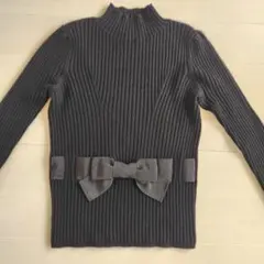 エムズグレイシー定番 黒 リボン リブニット 38 Mサイズ