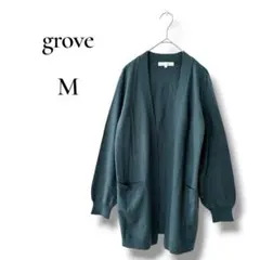 grove レディース　長袖カーディガン　セミロング　グリーン　Mサイズ ニットのサムネイル